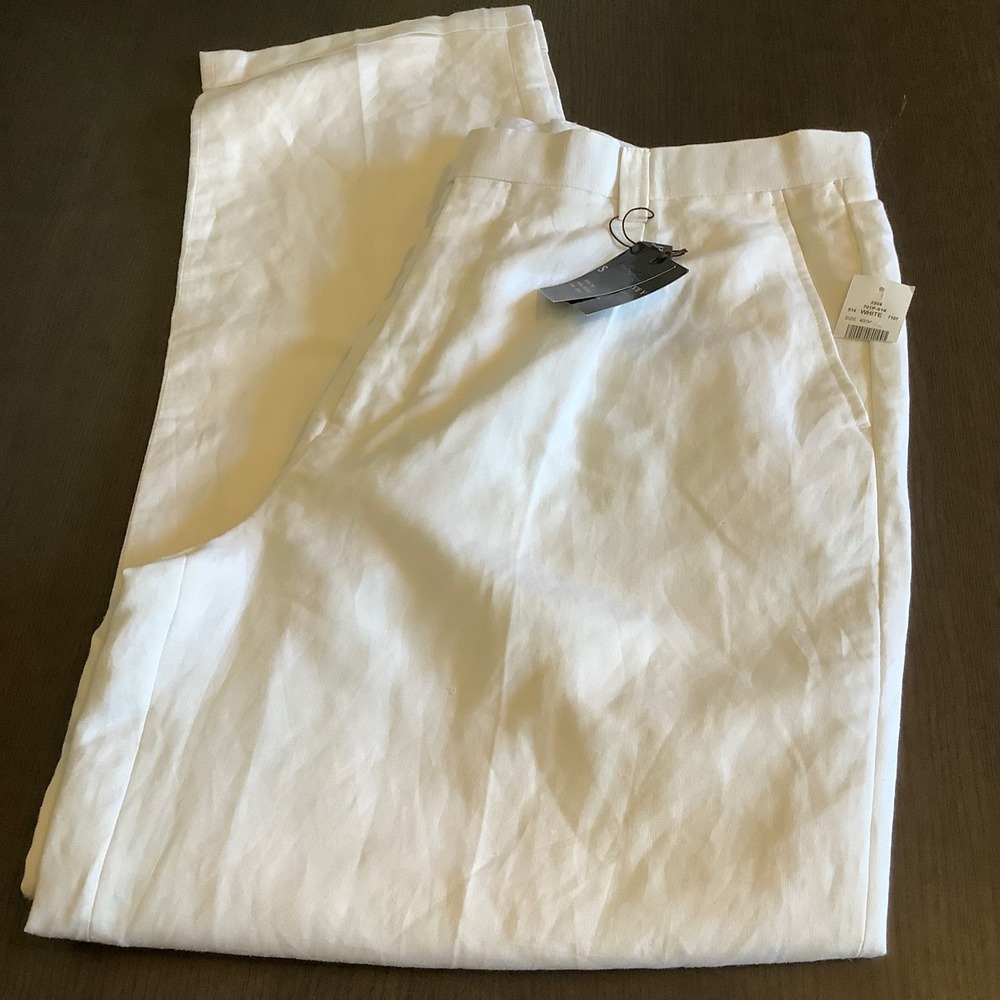 Steve Harvey Celebrity Edition Tall Mens White Linen Blend Dress Pants 40x34 NWT